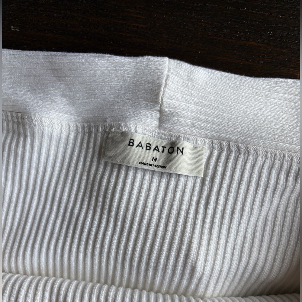 Babaton White Ribbed Off-Shoulder Top - Picture 2 of 4